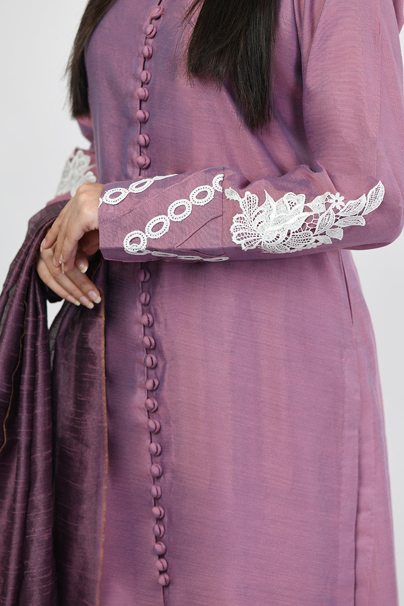 Pret Wear 3 Piece Embroidered Cotton Silk Onion Tea Pink Suit