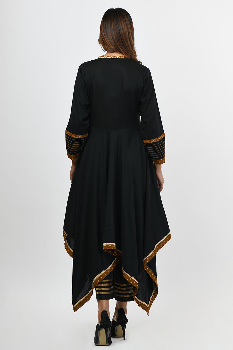 Pret Wear 3 Piece Peplum Linen Black Suit