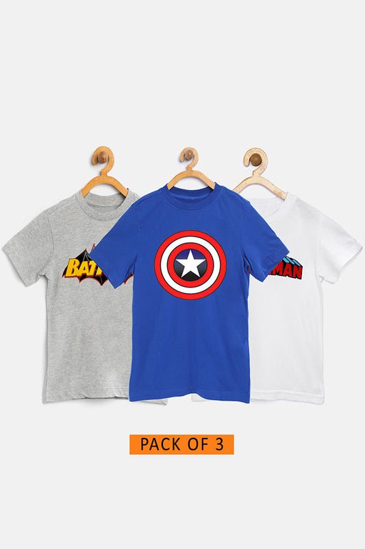 Batman, Captain America & Superman Super Hero T-Shirt For Kids