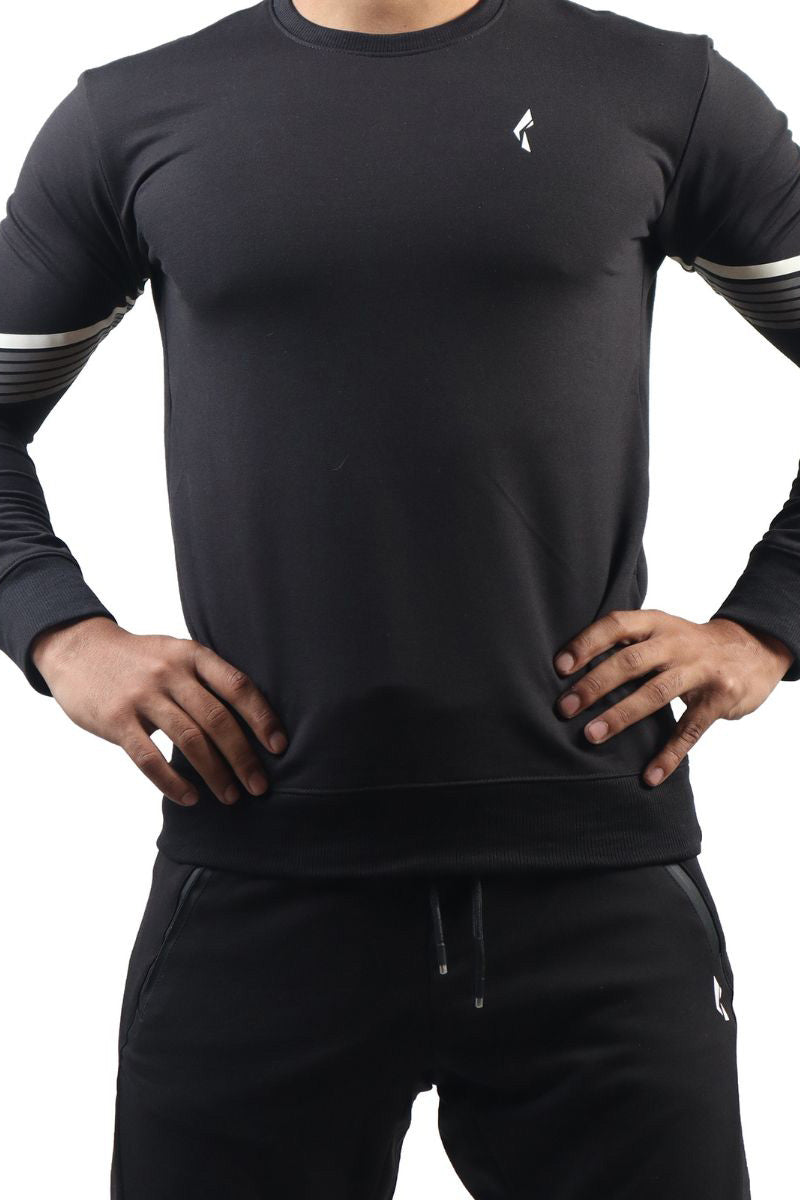 French Terry Sweatshirt Sports Casual Fitness For Men's - Black