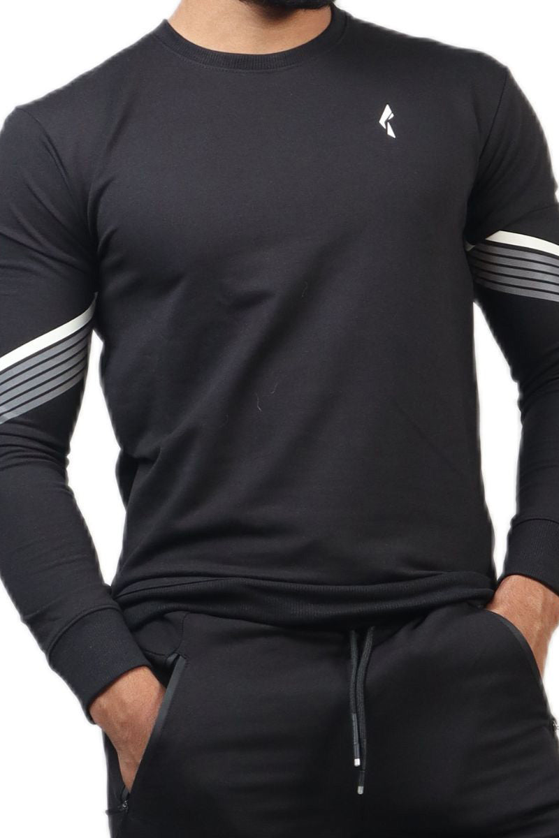 French Terry Sweatshirt Sports Casual Fitness For Men's - Black
