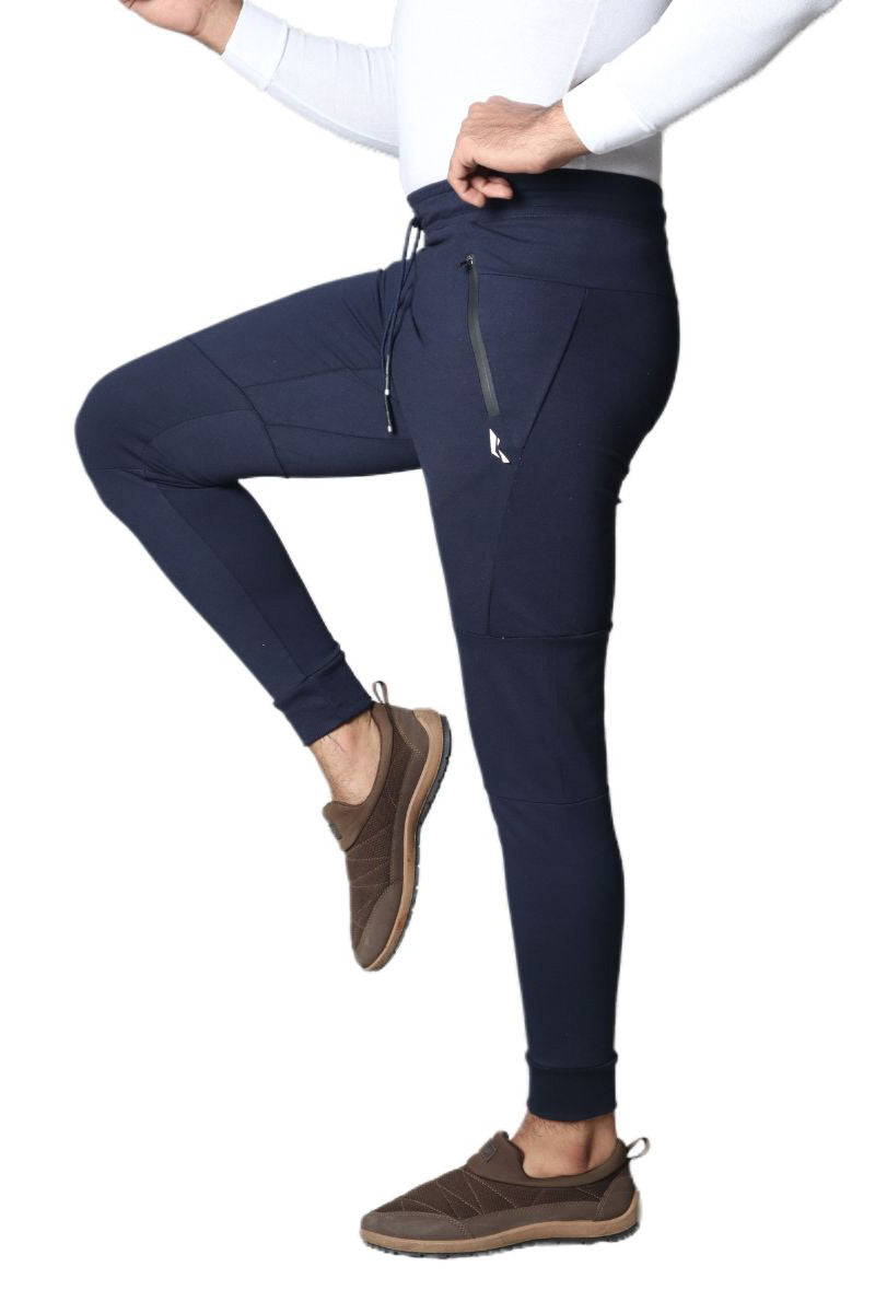 French Terry Premium Trousers For Sports Casual Fitness Jogging Lime Navy Blue