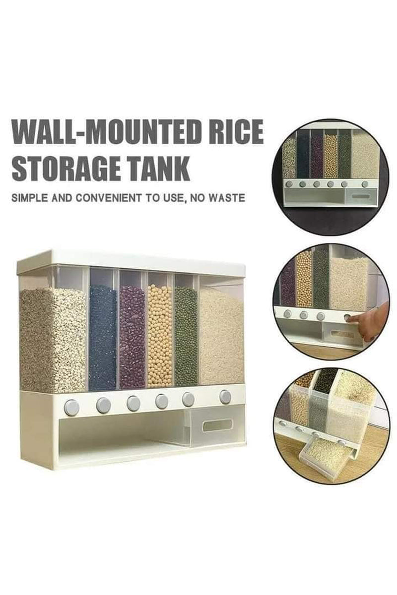 Wall Mounted Dry Food Dispenser 6-Grid Cereal Dispensers