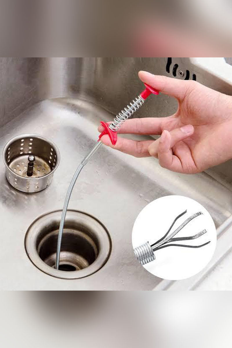 Press, Catch and Pull Spring Bathroom and Kitchen Sink Hair Catcher Tool