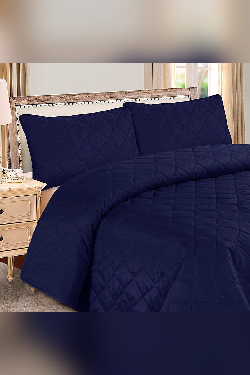 Blue Plain - 3 Pcs Summer Comforter Set (Light Filling)