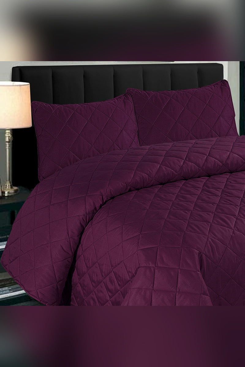 Purple Plain - 3 Pcs Summer Comforter Set (Light Filling)