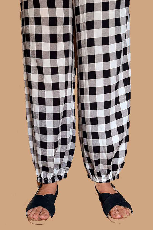 Checkered Linen Trouser - Black / White - ZT251