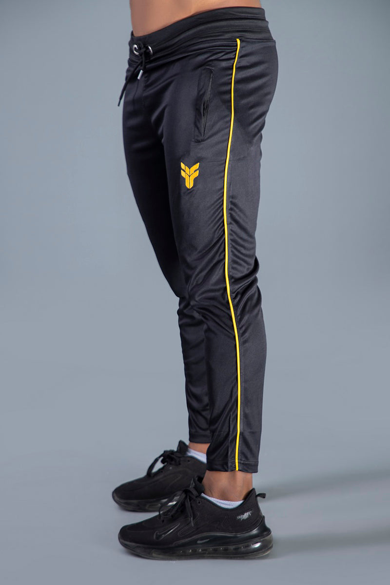 Black Dry Fit Trouser with Yellow Side Piping