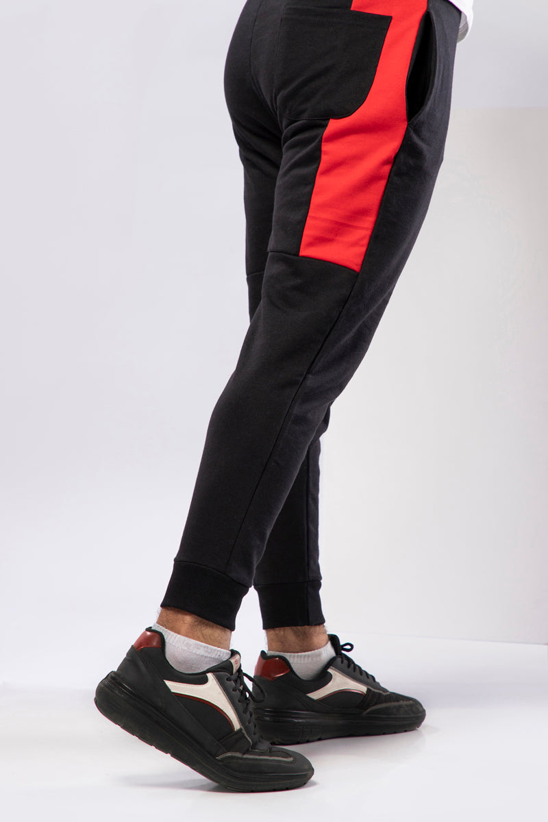 Black Terry Trouser With Red Panel BR-TT-025