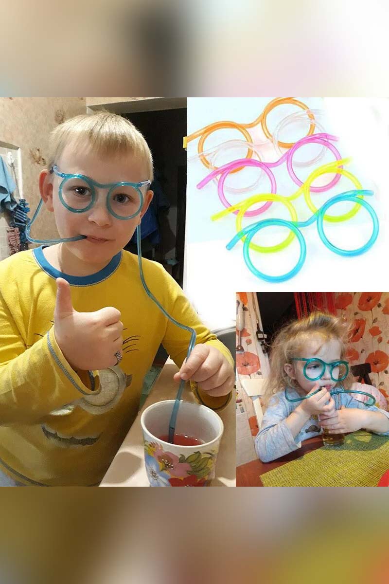 Drinking Straw Glasses Funny for Kids & Adults