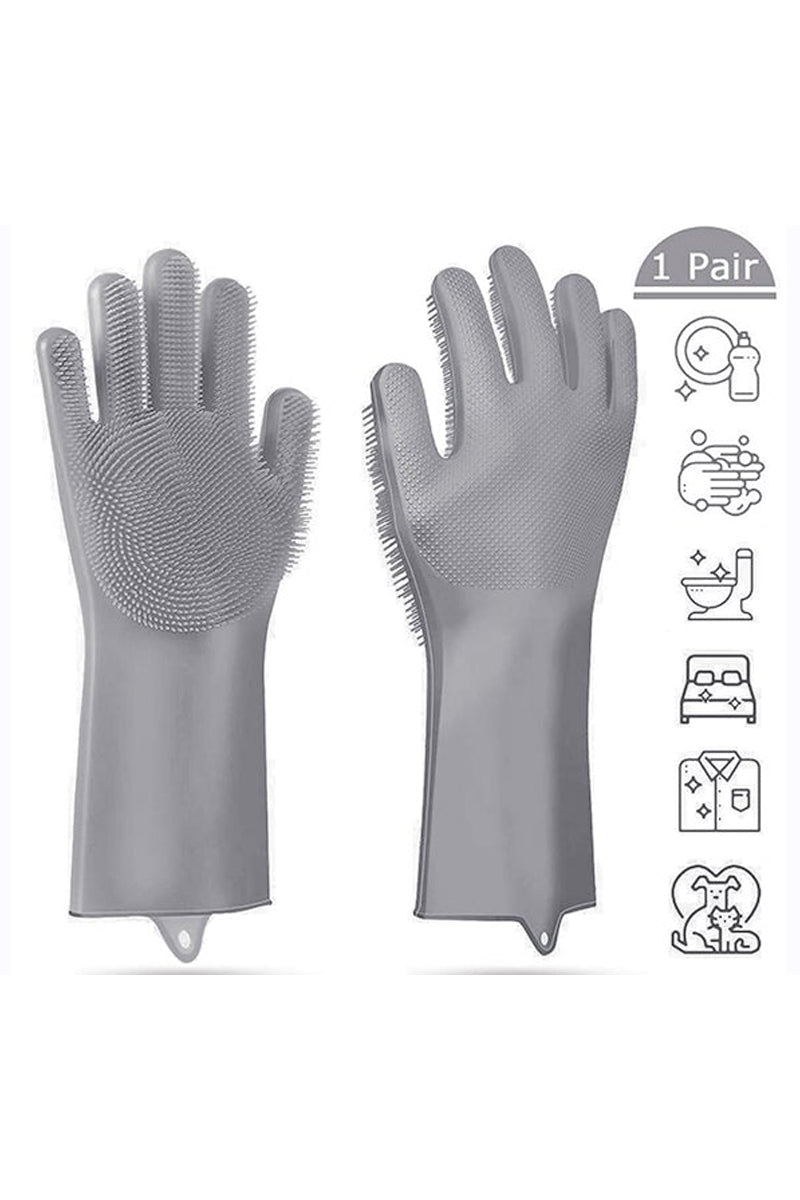 Soft Silicon Dish Scrubber Gloves - Random Color