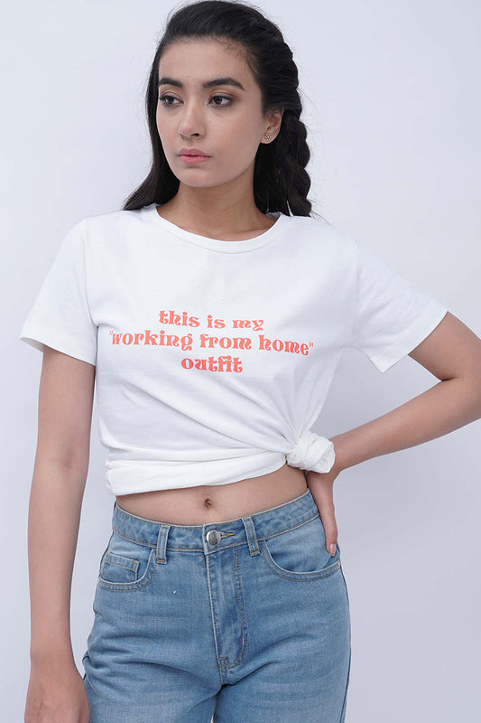 HNH Sienna Slogan T-Shirt T028-WHT