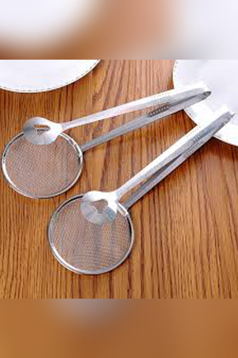 Stainless Steel Frying Holder Tong With Strainer
