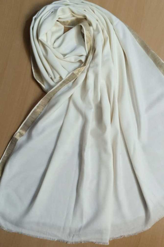 Winter Shawl – Plain - Large – Warm – Acrylic Wool – Off White - ZSH175