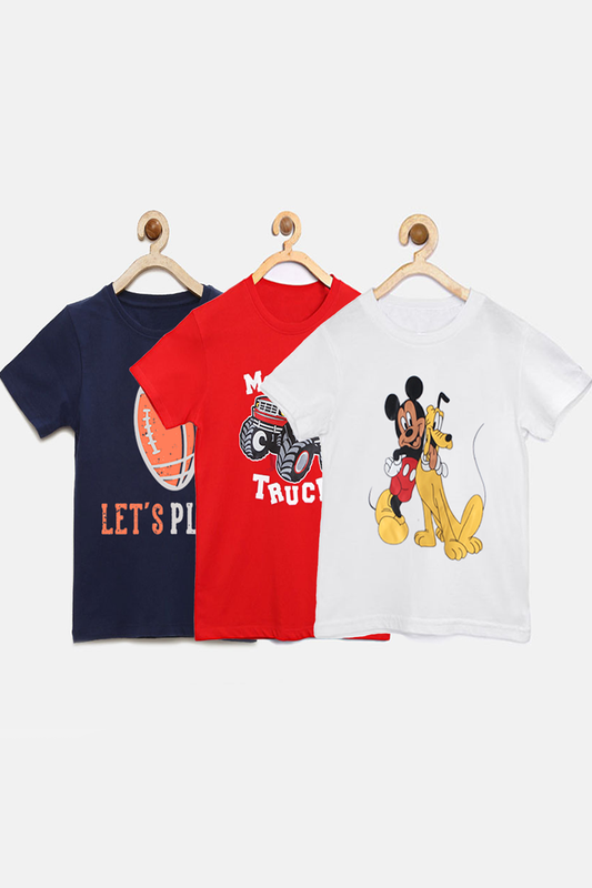 Pack of 3 - Multicolor Stylish Graphics T-Shirt For Kids
