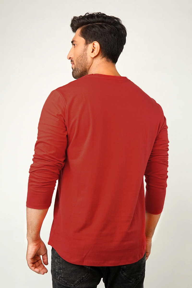Maroon V-Neck Full Sleeve T-Shirt