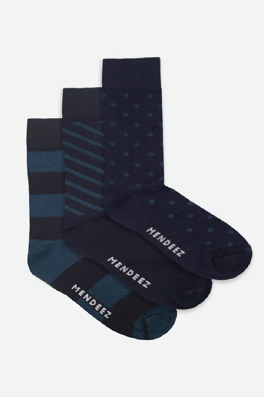 Blue World Pack of 3 Printed Crew Socks