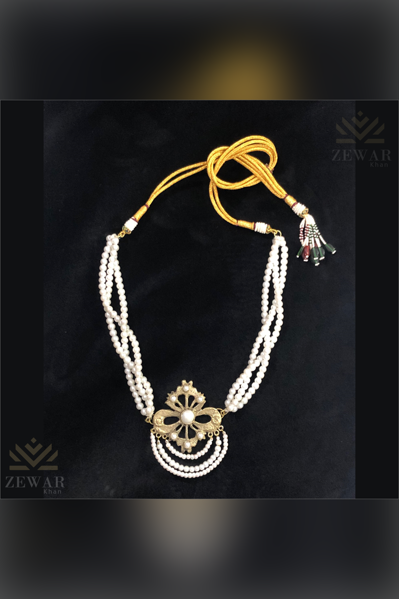 Bow and Pearl Choker - Antique Dull Gold (CH-54)
