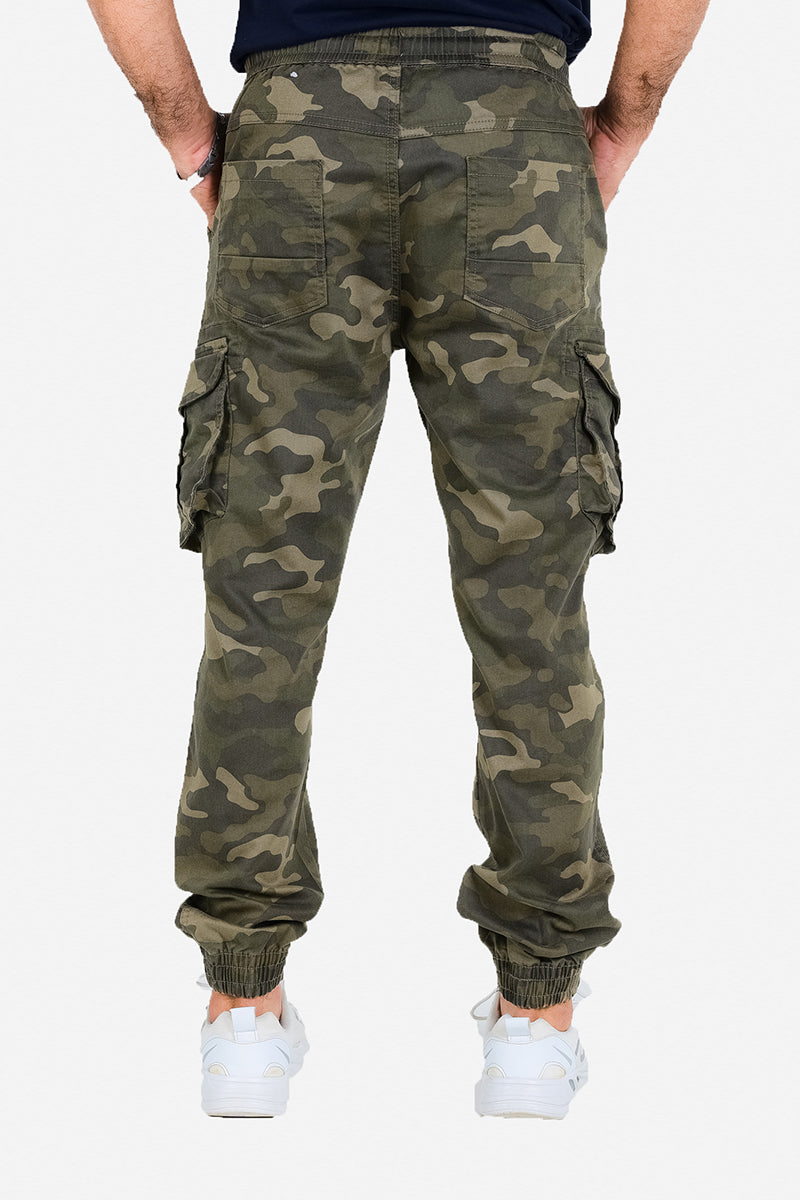 Flush Men's Camouflage Cargo Pants, Stretchable Trousers With 6 Pockets