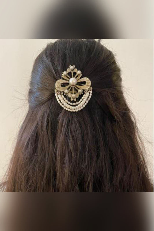 Bow and Pearl Hair Clip - (HC-12)