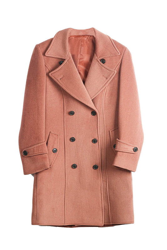 Peach Double Breasted Long Coat