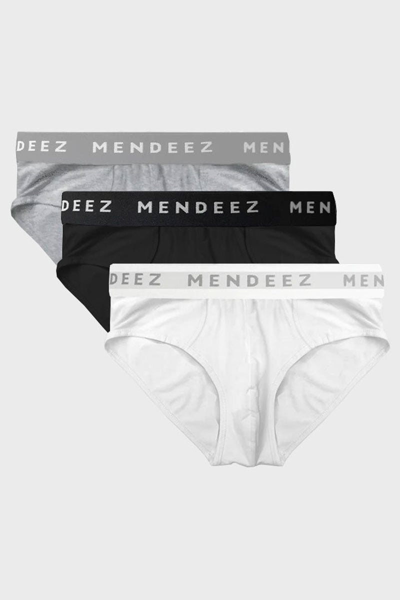 Jacquard Briefs - Pack of 3 (Black, White, Heather Grey)