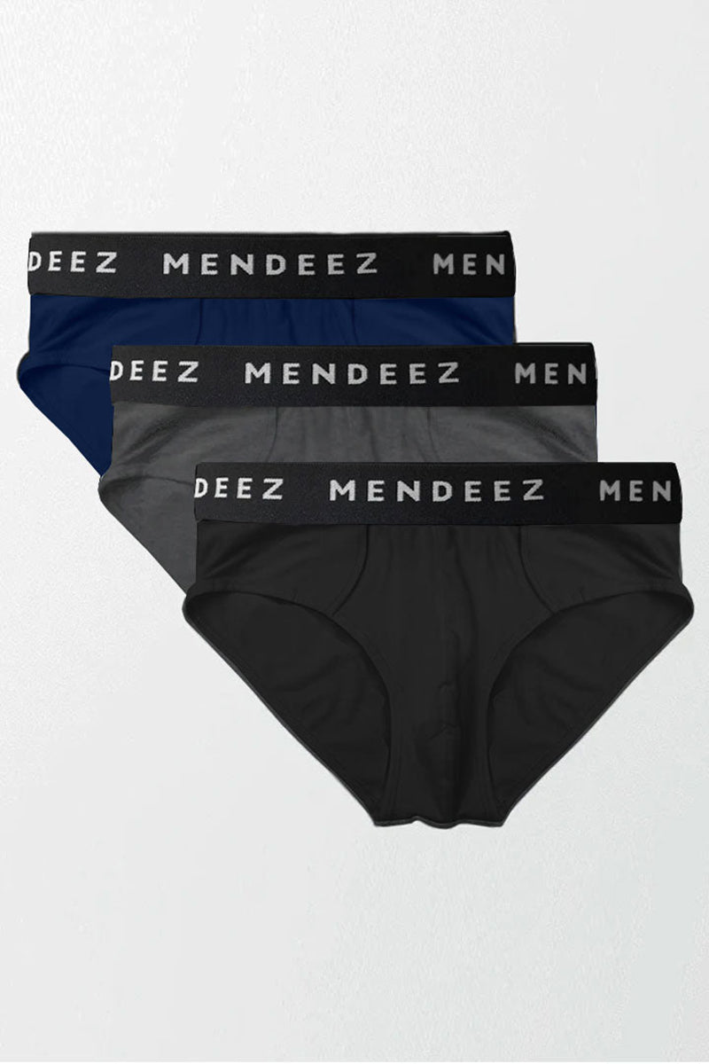 Jacquard Briefs - Pack of 3 (Black, Charcoal, Navy Blue)