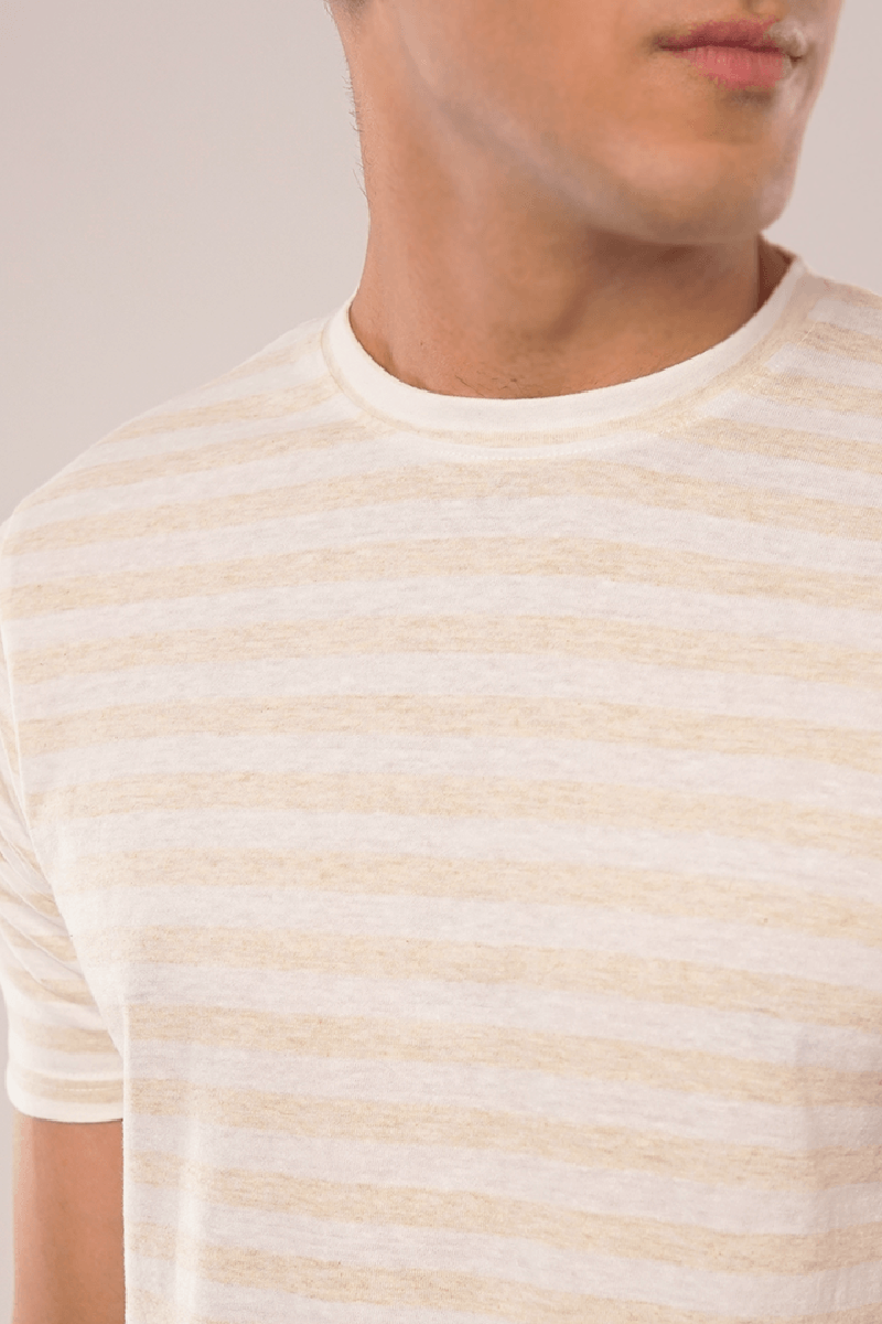 Creamy Stripes Half Sleeve T-Shirt