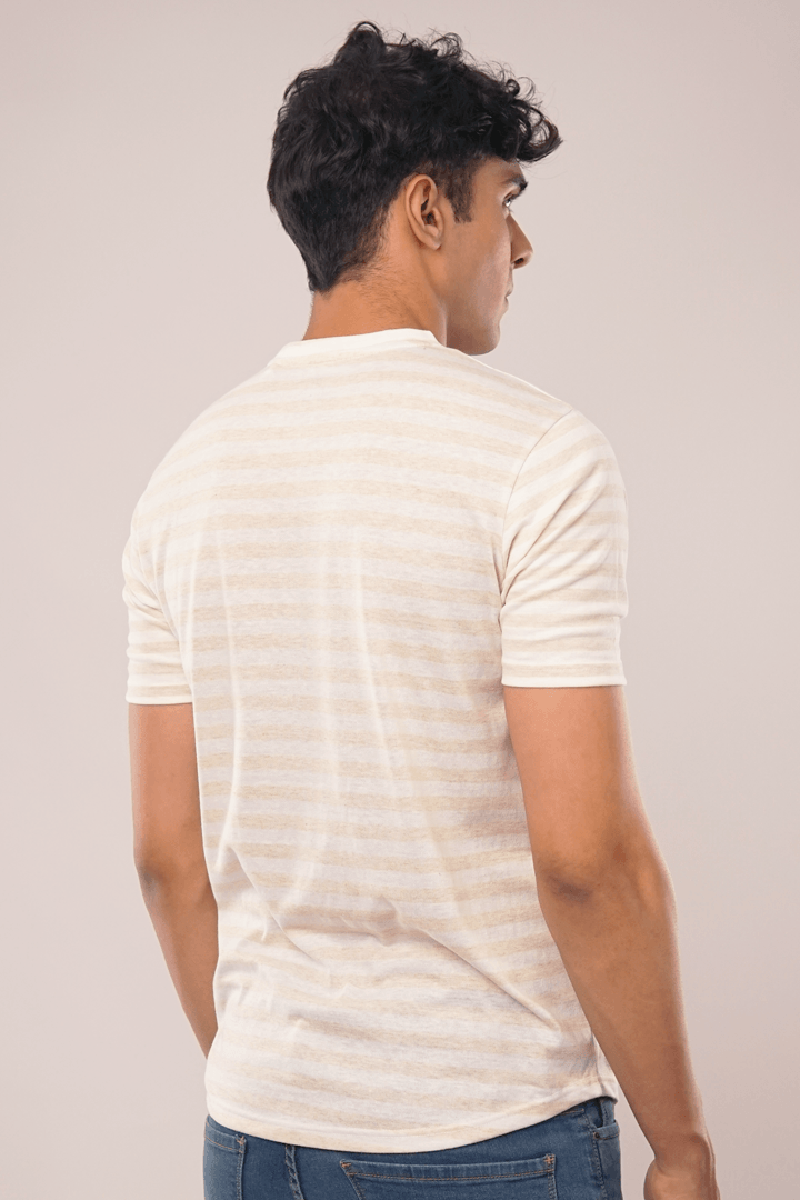Creamy Stripes Half Sleeve T-Shirt