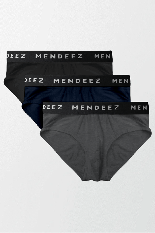 Jacquard Brief - Pack of 3 (Black, Navy, Charcoal)