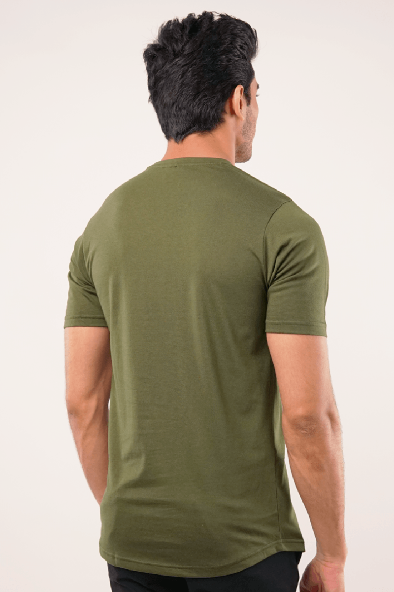 Opal V-Neck T-Shirt - Olive Green