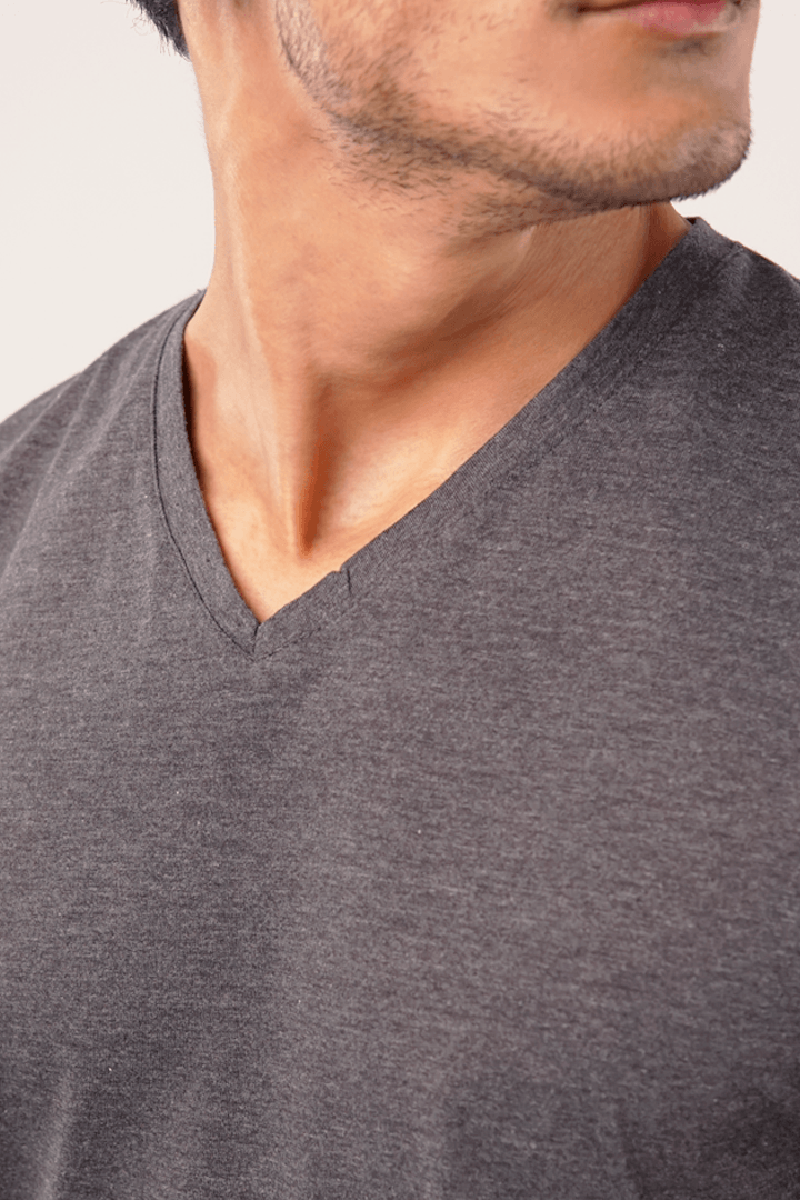 Ore V-Neck T-Shirt - Charcoal Grey