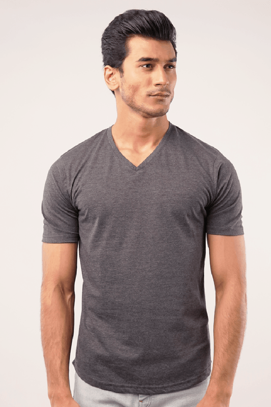 Ore V-Neck T-Shirt - Charcoal Grey