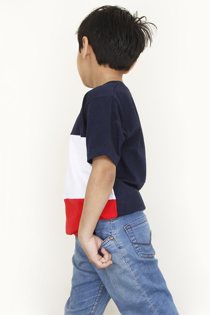 Multicolor Panel T-Shirt For Boys