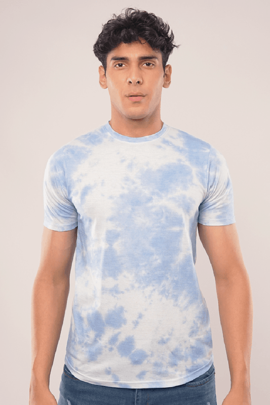 Tie Dyed Blue Half Sleeve T-Shirt