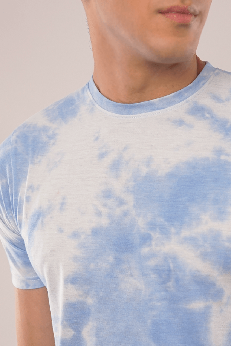 Tie Dyed Blue Half Sleeve T-Shirt