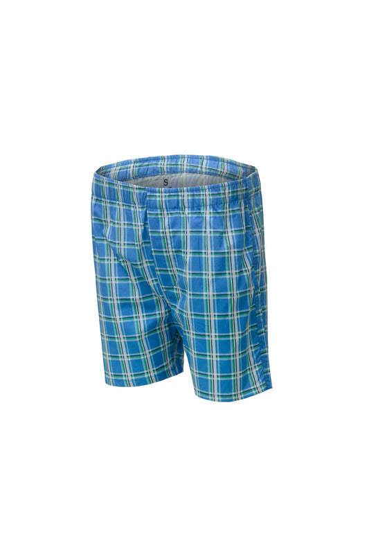 Flush Men 100% Cotton Boxer Breathable Boxer Shorts Plush Waistband Check Print Boxers Underwear Brief Royal Blue