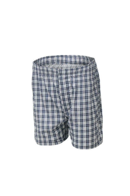 Flush Men 100% Cotton Boxer Breathable Boxer Shorts Plush Waistband Check Print Boxers Underwear Brief Sky Blue 