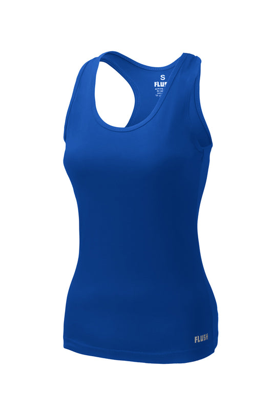 Flush Women's Tank Top - Ribbed Yoga Tank Top Racerback Long Tight Fit Gym Shirt Activewear Clothes Royal Blue