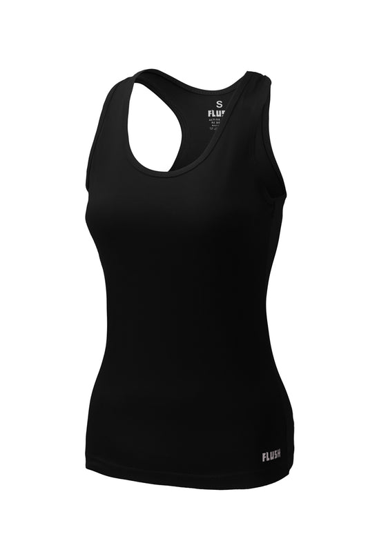 Flush Women's Tank Top - Ribbed Yoga Tank Top Racerback Long Tight Fit Gym Shirt Activewear Clothes Black