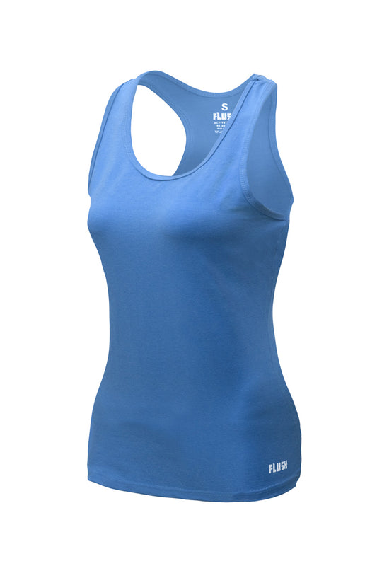 Flush Women's Tank Top - Ribbed Yoga Tank Top Racerback Long Tight Fit Gym Shirt Activewear Clothes Sky Blue
