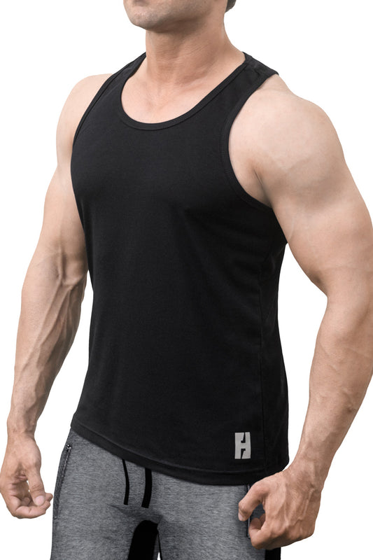 Flush Athleisure Wear Men Athletic Workout Tank Top Gym Muscle Tee Fitness Bodybuilding Sleeveless T-Shirt Black
