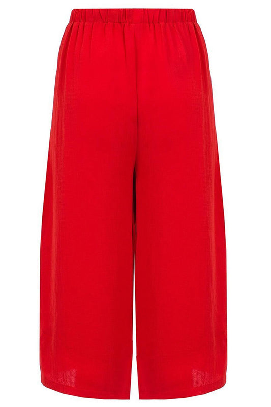Red Crepe Culotte Trousers