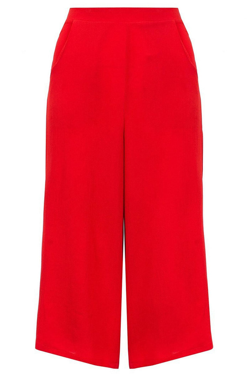 Red Crepe Culotte Trousers
