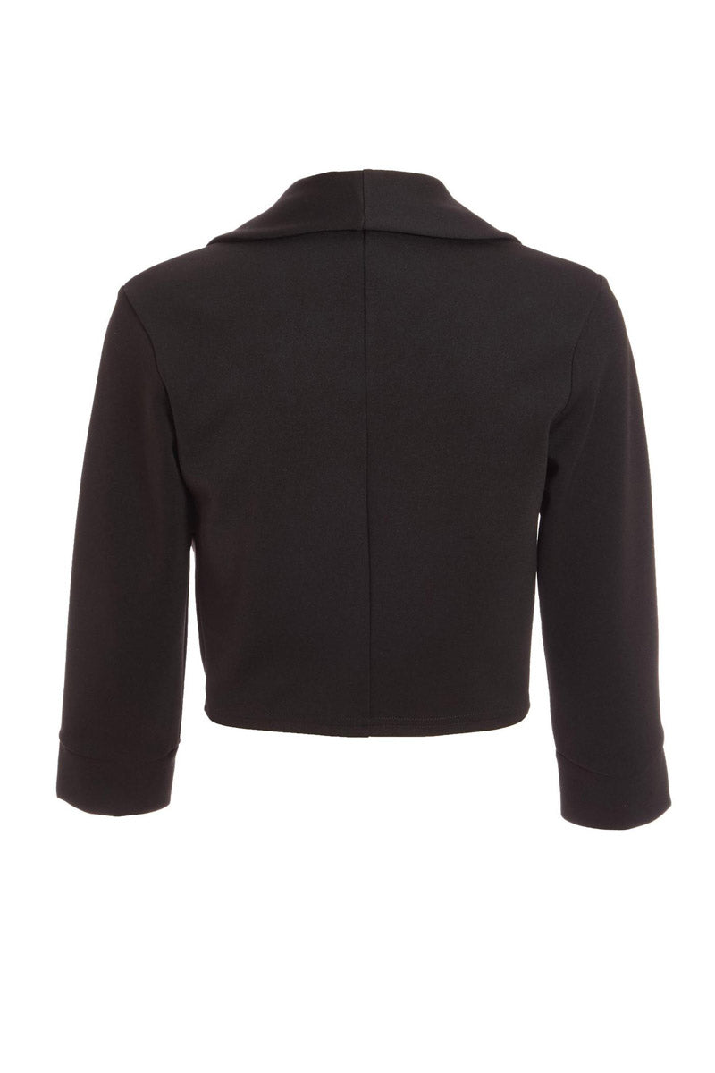 Black Shawl Collar Crop Jacket