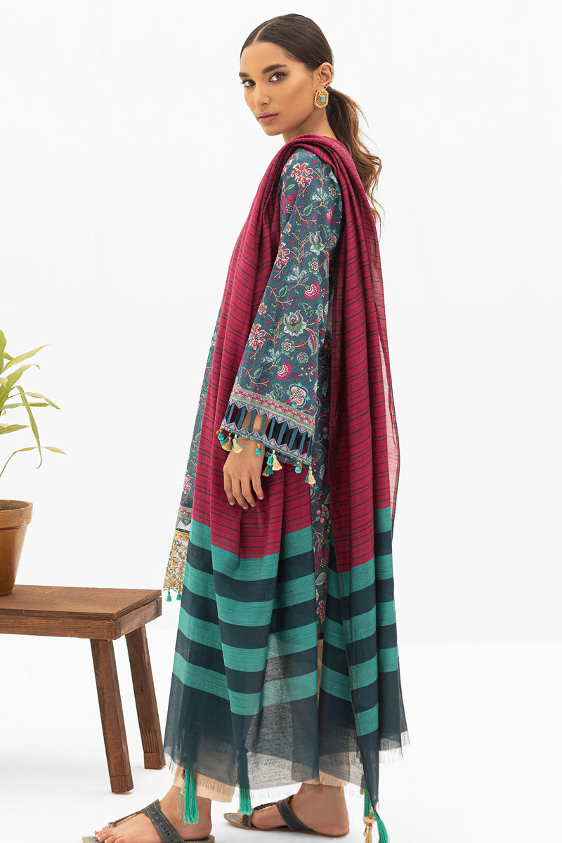 Unstitched 2 Piece Embroidered Lawn Shirt and Yarn Dyed Dupatta