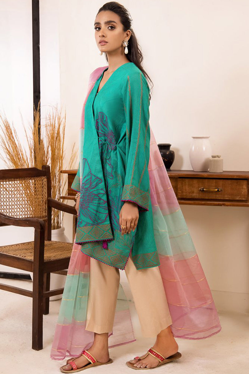 Unstitched 2 Piece Printed Jacquard Shirt And Out Source Dupatta