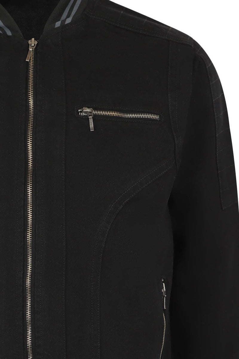 Black Denim Zipper Jacket-HMJDW210006