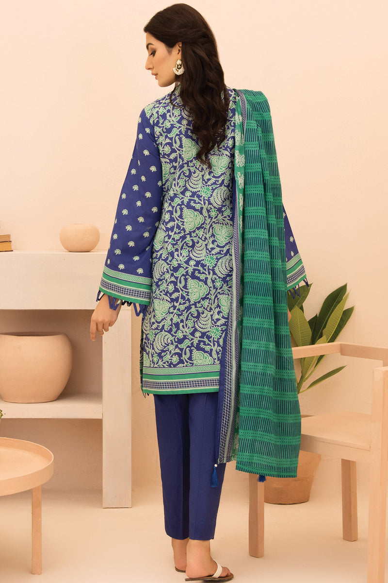 Unstitched 3 Piece Printed Heavy Lawn Shirt, Dyed Textured Pant and Lawn Dupatta