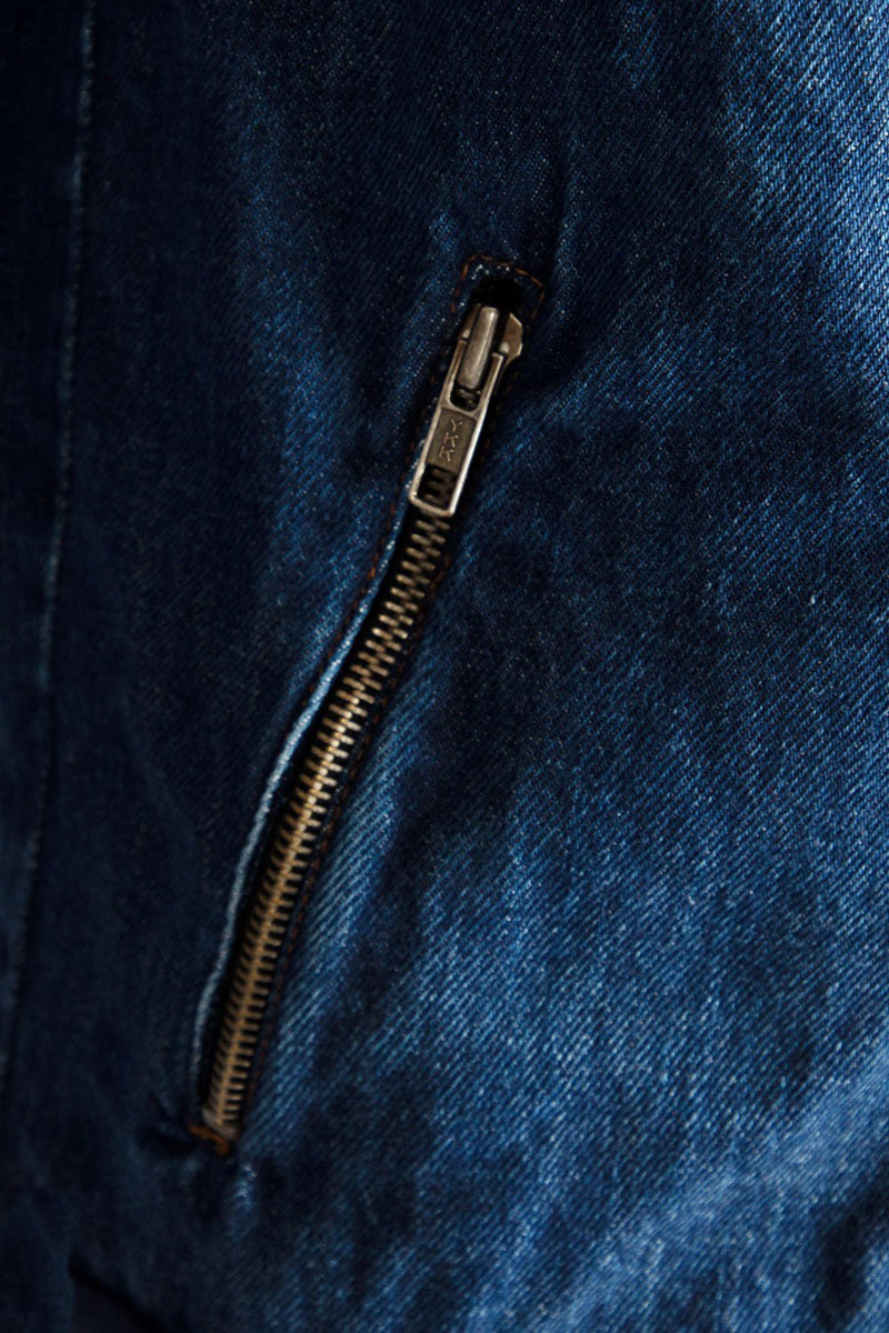 Dark Blue Denim Zipper Jacket-HMJDW210005
